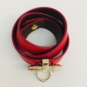 GIVENCHY ❌ Red/ Gold Obsedia Leather Wrap Bracelet